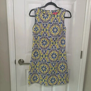 Betsy Johnson, cotton sheath dress size 2; fun, colorful print